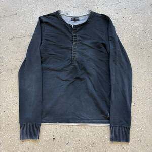 Vintage Emporio Armani Black Hidden Snap Henley